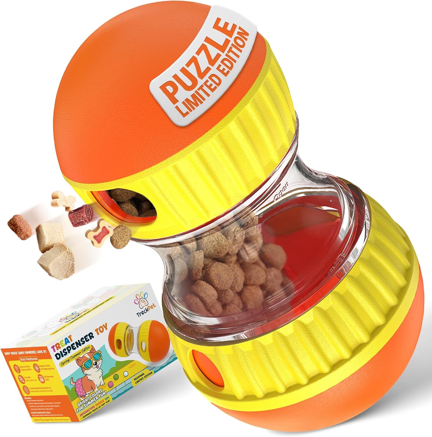 Yellow puzzle feeder toy for dogs