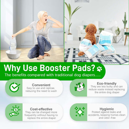 Dog Diaper Liners for Male and Female Dogs, Super Absorbent Disposable Dog Diapers Booster Pads fit Most Pet Belly Bands and Wraps 