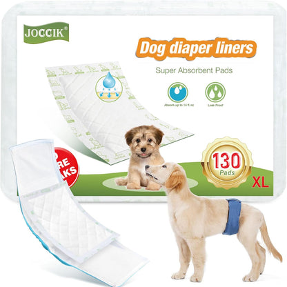 Dog Diaper Liners for Male and Female Dogs, Super Absorbent Disposable Dog Diapers Booster Pads fit Most Pet Belly Bands and Wraps
