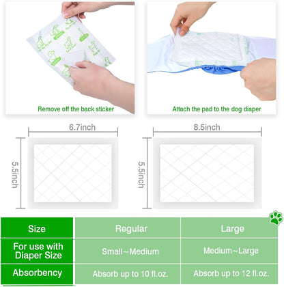 Dog Diaper Liners for Male and Female Dogs, Super Absorbent Disposable Dog Diapers Booster Pads fit Most Pet Belly Bands and Wraps 