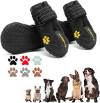 Set of four black outdoor dog boots with rubber soles