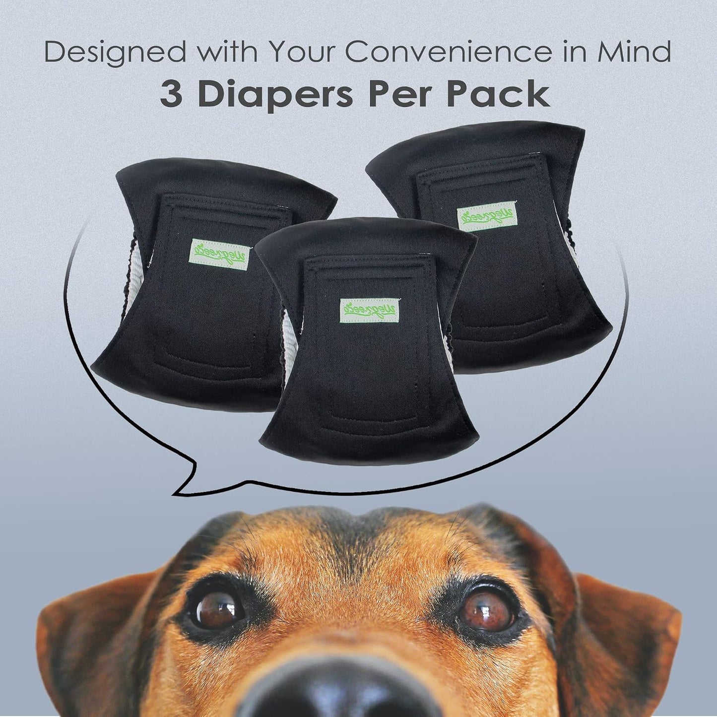 Washable belly bands for male dogs, set of three