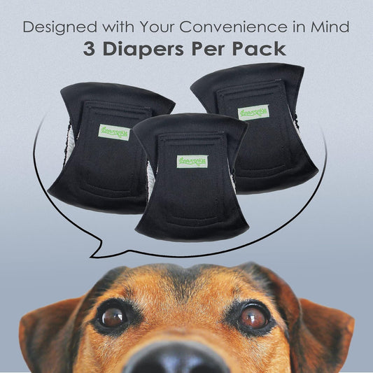 Washable belly bands for male dogs, set of three